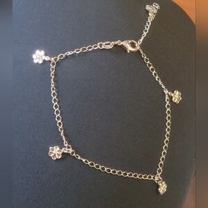 18k Gold Filled Dangled Flower Adjustable Anklet Bracelet